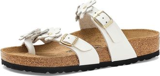 Birkenstock Mayari Flowers - Leather Womens Dress Sandals White : EU 42 (US Womens 11-11.5) Regular