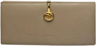 Gucci Pre-owned Vintage Leren Portemonnee - Dames - Vintage Accessoires - Grijs - ONE Size - Leer - Vintage