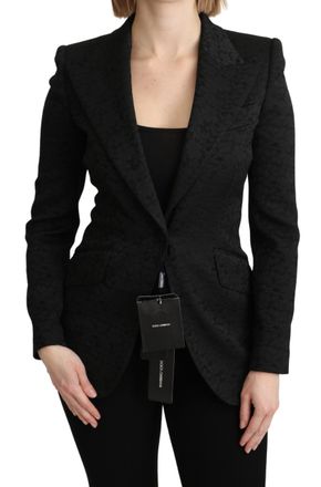 Dolce & Gabbana Vrouwen Zwart Brokaat Single Breasted Blazer Jasje