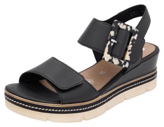 Remonte Keilsandalette REMONTE Elisabeth Hurley-Collection, Damen, Gr. 36, schwarz, Leder, unifarben, Schuhe Keilsandalette, Keilabsatz, Riemensandale, Sommer