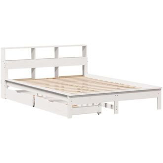 vidaXL Cama Con Estanter&iacute;a Sin Colch&oacute;n Madera Maciza Blanca 150x200 Cm Vidaxl