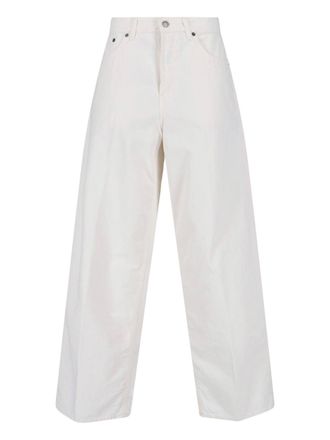Haikure Wide-Leg White Denim Jeans With Five-Pocket Design