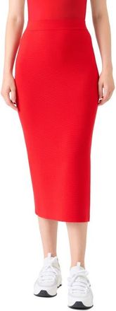 Akris Stretch Virgin Wool Midi Pencil Skirt in Bright Red at Nordstrom, Size 14