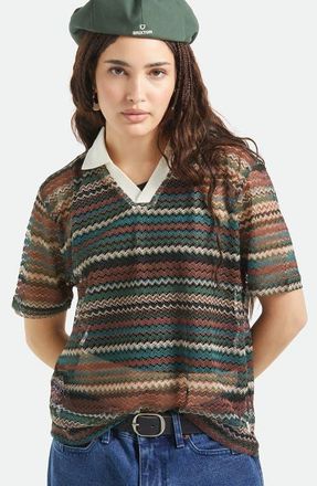 Brixton Varsity Retro Stripe Johnny Collar Polo in Multi Retro Stripe at Nordstrom, Size Small