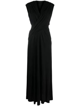 Alberta Ferretti V-neck maxi dress - women - Viscose - 44 - Black