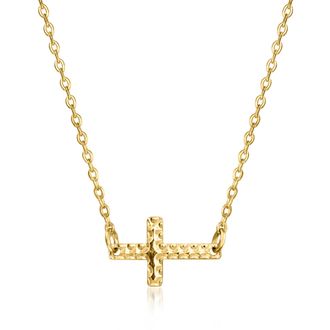 RS Pure by Ross-Simons Italian 10kt Yellow Gold Sideways Cross Necklace