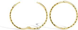 Jewelco London 9ct Gold Diamond Cut Hinged Sleeper 1mm Hoop Earrings 14mm