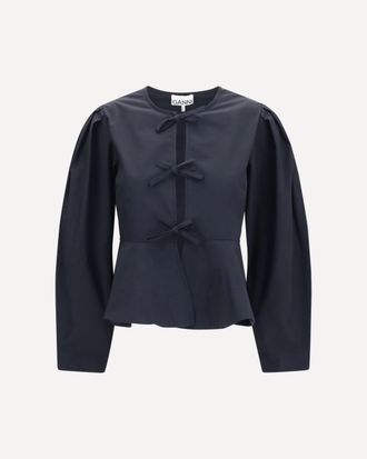 Ganni Cotton poplin Blouse with bows Female 38