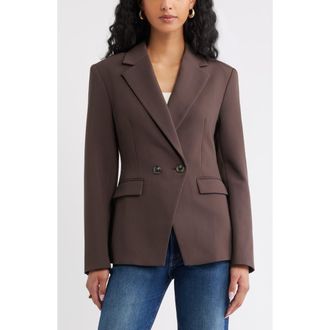 Open Edit Icon Twill Hourglass Blazer in Brown Seal at Nordstrom, Size Xx-Small