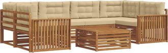 vidaXL Conjunto De Sof&aacute;s De Exterior 7 Uds. Natural Y Beige Vidaxl