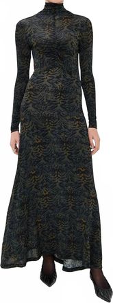 Ulla Johnson Koa Jersey Ruched Front Turtleneck Dress In Desert Jasper