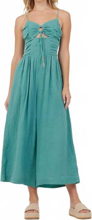 Vintage Havana Lightweight Tie Front Jumpsuit In Green