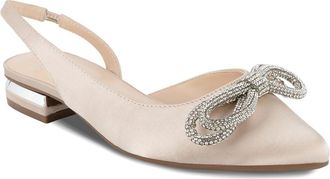 Jones New York Womens Slingback Flats - Classic Pointed Toe Dress Shoes with Back Straps and Low Heel, Neutral-bow, 7.5 UK