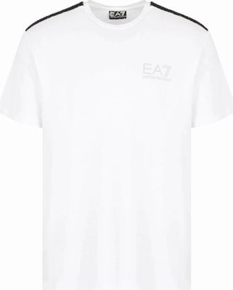 Emporio Armani Mens Gold Series Taped Shoulder White T-Shirt - Size: 40
