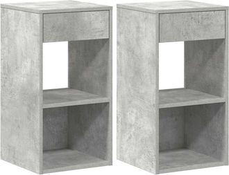 vidaXL Vidaxl - Bedside Cabinets with Drawer 2 pcs Concrete Grey 35x34x66.5 cm