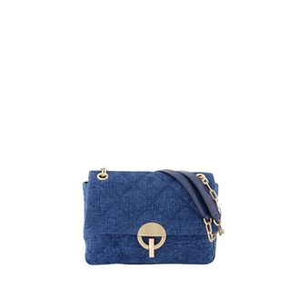 Vanessa Bruno Cross Body Bags, female, Blue, Size: ONE SIZE Blue Linen Moon Bag Double Wear