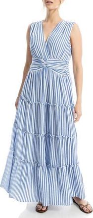 Max Studio Knotted Waist Maxi Dress in Blue/White Stripe at Nordstrom Rack, Size X-Small