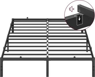 Vasagle Marco de cama doble de metal de 150 x 190 cm color negro