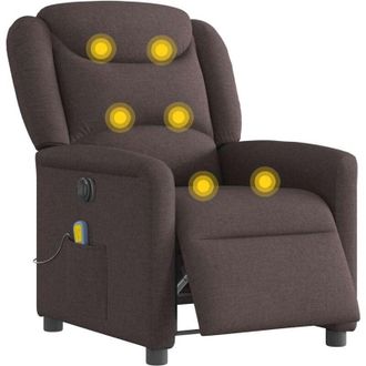 vidaXL Sill&oacute;n Reclinable De Masaje El&eacute;ctrico Tela Marr&oacute;n Oscuro Vidaxl
