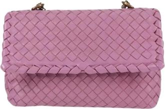 Bottega Veneta Pre-owned Shoulder Bags, female, Purple, Size: ONE SIZE Pre-owned Leather Crossbody Bag