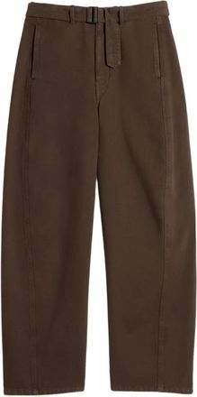 Christophe Lemaire Twisted Belted Pants - Heren - Wijde Broeken - Bruin - S - Leer - Broeken