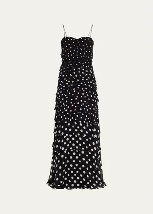 Saloni Niki Polka Dot Maxi Dress