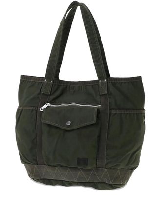 Porter-Yoshida & Co. zip-pocket tote bag - unisex - Nylon/Cotton - One Size - Green