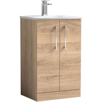 Nuie Nuie - Arno Floor Standing 2-Door Vanity Unit with Basin-4 500mm Wide - Bleached Oak
