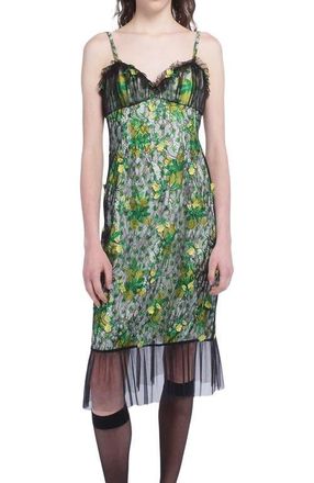 Anna Sui Rosebuds and Lace Combo Dress in Black Multi at Nordstrom, Size 0