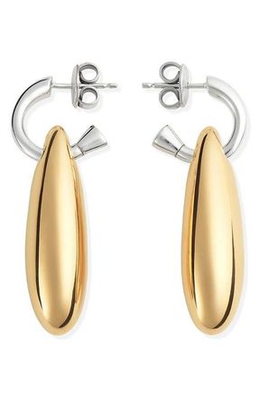 Bottega Veneta Small Ellipse Drop Hoop Earrings in 8119 Silver/Yellow Gold at Nordstrom
