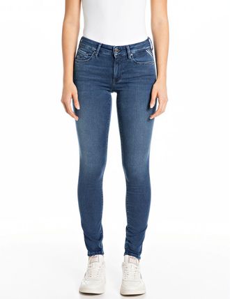 Replay 5-Pocket-Jeans REPLAY NEW LUZ Skinny Fit, Damen, Gr. 32, L&auml;nge 30, blau (medium blau 743), Denim/Jeans, Obermaterial: 90% Baumwolle, 7% Elasthan, 3% L