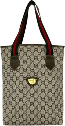 Gucci Pre-owned Tote Bags, female, Brown, Size: ONE SIZE Pre-owned Leather Tote Bag