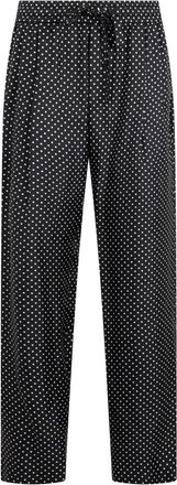 Dolce & Gabbana Broeken, Heren, Zwart, L, Zijden broek met polkadotprint