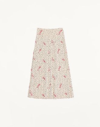 Valentino Plusdepois Bubble Print Crepe de Chine Skirt Wo