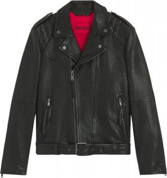 HUGO BOSS Lowis Jacket - Heren - Leren en Su&egrave;de Jassen - Zwart - XL - Leer - Jassen