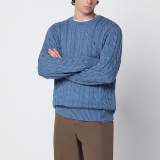 Polo Ralph Lauren Maglione blu a trecce in cotone