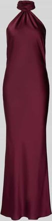 Swing Figurbetontes Neckholder-Abendkleid in Bordeaux, Gr&ouml;&szlig;e 36