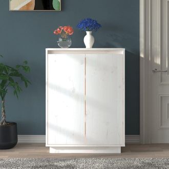Berkfield Home Shoe Cabinet White 60x35x80 cm Solid Wood Pine | Size: 60 x 35 x 80 cm