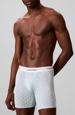 Calvin Klein Icon 3-Pack Stretch Cotton Boxer Briefs in Grey/Niagra Mist/Cendre Blue at Nordstrom, Size X-Large