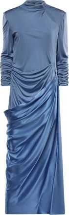 Valentino Garavani Cady Couture Midi Jurk met Veren - Dames - Maxi kleedjes - Blauw - S - Satijn - Kleedjes