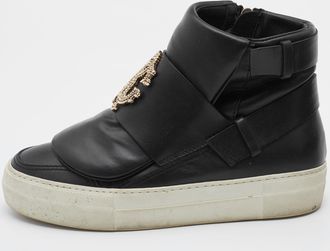 Roberto Cavalli Black Leather High Top Sneakers