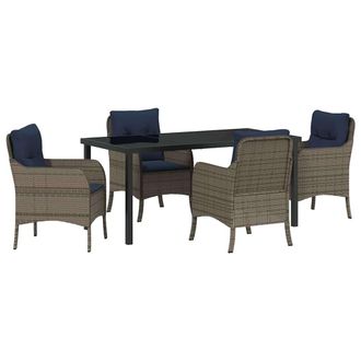 vidaXL Conjunto De Comedor De Jard&iacute;n 5 Pcs Gris Rat&aacute;n Sint&eacute;tico Vidaxl