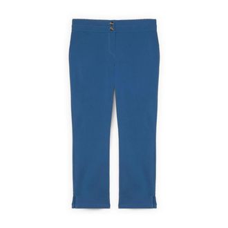Fiorella Rubino Capri broek met split aan de zijkant - Dames - Vrijetijds broeken - Blauw - S - Polyester - Broeken