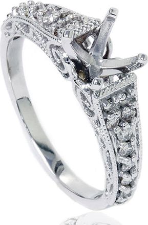 Pompeii3 3/8ct Vintage Diamond Engagement Ring Mount 14K White Gold Size Selectable