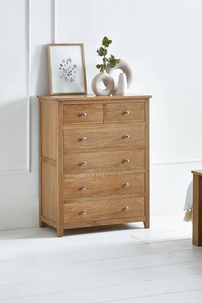 Julian Bowen Mallory 6 Drawer Chest (4+2) in Light Oak