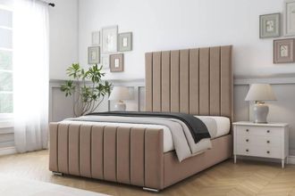 Comfort Beds Sara Plush Bed Frame - 50 Upholstered Headboard in Taupe | Size: Single