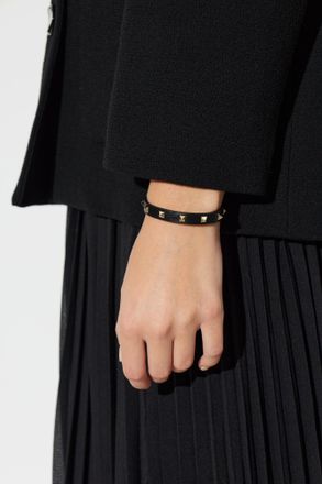 Valentino Garavani Leather Bracelet With Studs, Womens, Black