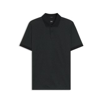 BOSS Mercerized-cotton polo shirt with two-tone monograms