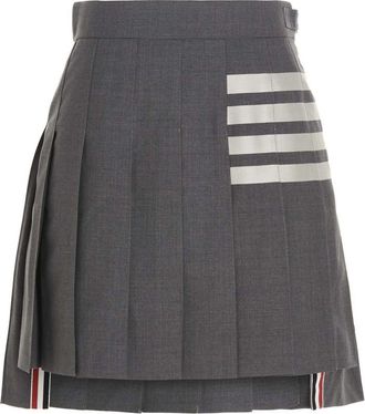 Thom Browne Grey 4-bar Pleated Mini Skirt