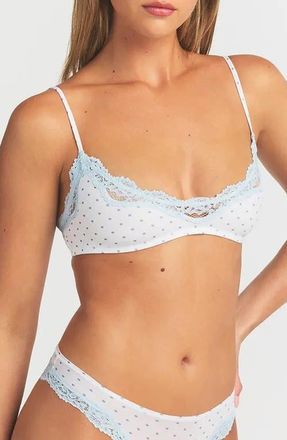 SKIMS Fits Everybody Lace Scoop Bralette in Slate Pin Dot Print at Nordstrom, Size Xx-Small